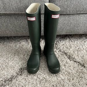 Tall Hunter Rain Boots - Green Size 7